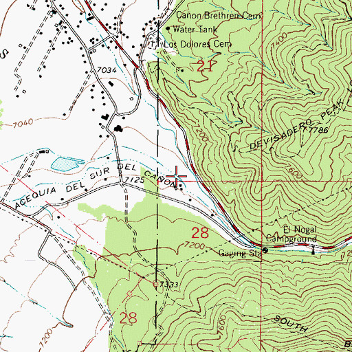 Topographic Map of Acequia Madre Del Norte Del Canon, NM