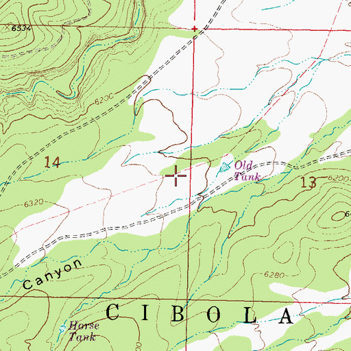 Topographic Map of Old Tank Corral, NM