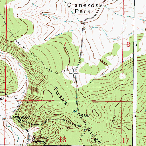 Topographic Map of Cisneros Park Spring, NM
