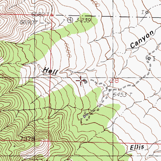 Topographic Map of Hell Canyon Tank, NM