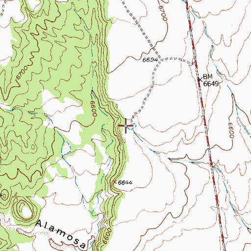 Topographic Map of Alamosa Number Two Tank, NM