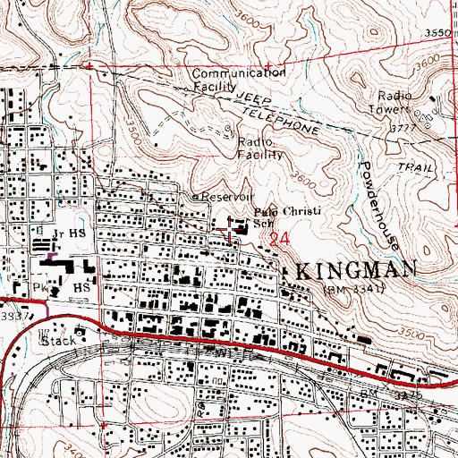 Topographic Map of Palo Christi Elementary School, AZ