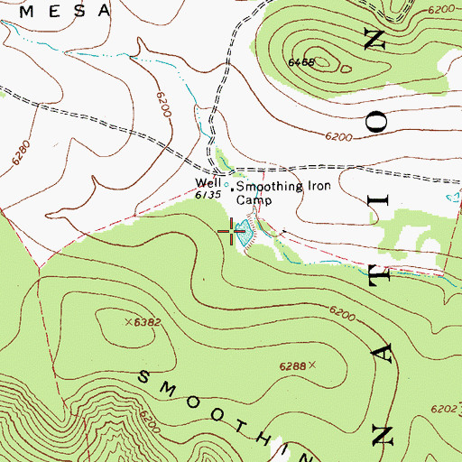 Topographic Map of Smoothing Iron Tank, NM