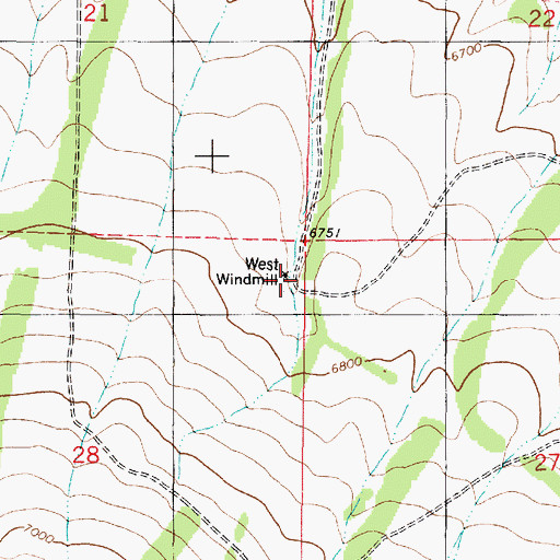 Topographic Map of West Well, NM