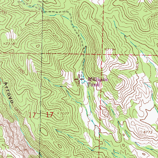Topographic Map of Milligan Tank, NM