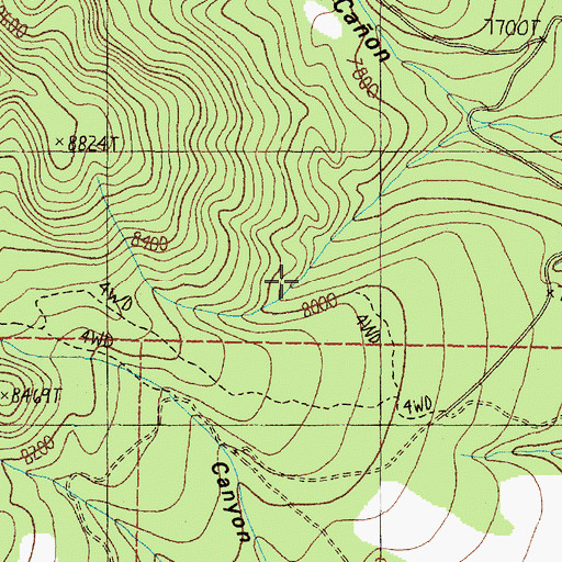 Topographic Map of Box Spring, NM