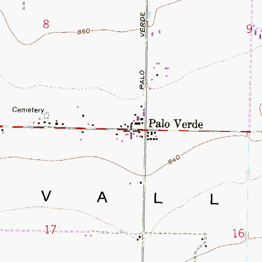 Topographic Map of Palo Verde, AZ