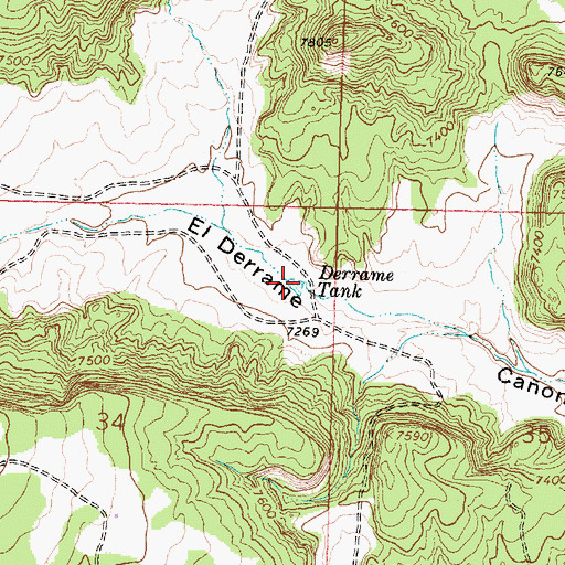 Topographic Map of Derrame Tank, NM