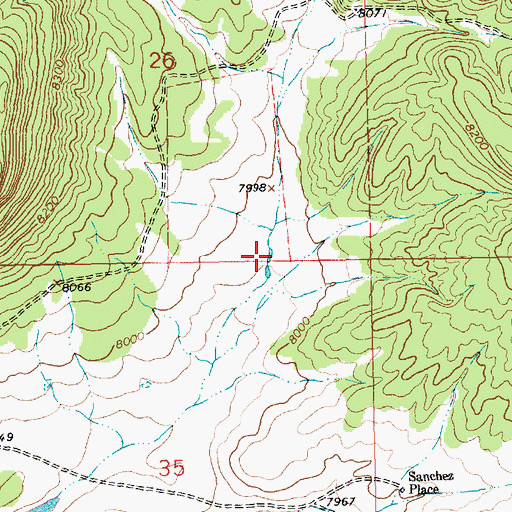 Topographic Map of Sanchez Tank, NM