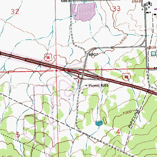 Topographic Map of Refinery Interchange, NM