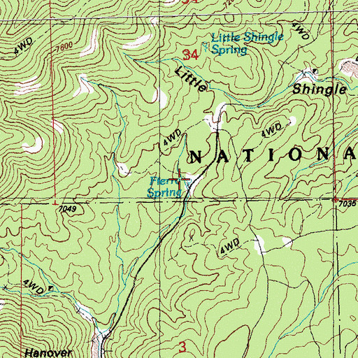 Topographic Map of Posito Spring, NM