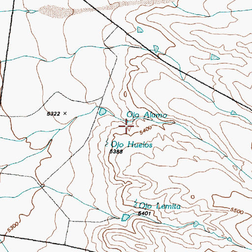 Topographic Map of Los Ojuelos, NM