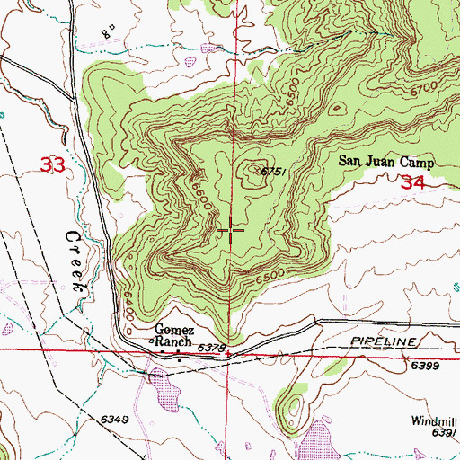 Topographic Map of Gomez, NM