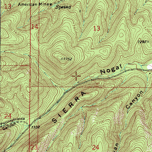 Topographic Map of Tunnel Spring, NM