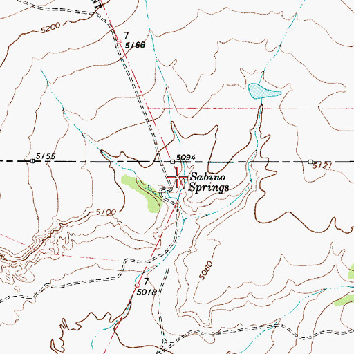 Topographic Map of Sabine Spring, NM