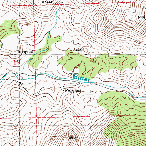 Topographic Map of Bitter Creek Spring, NM