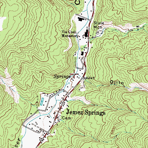Topographic Map of Jemez Hot Springs Original Springs, NM