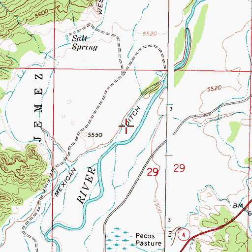 Topographic Map of Indian Spring, NM