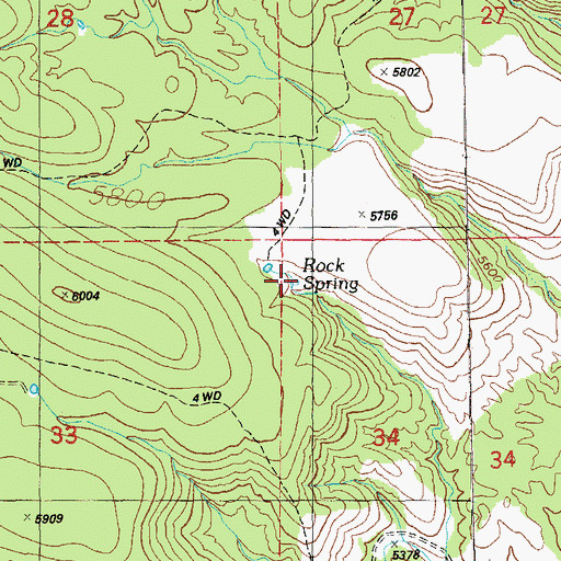 Topographic Map of Rock Spring, NM