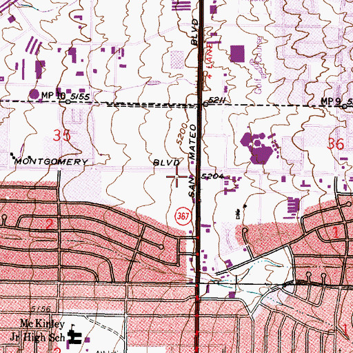 Topographic Map of Vineyard Christian Fellowship Church, NM