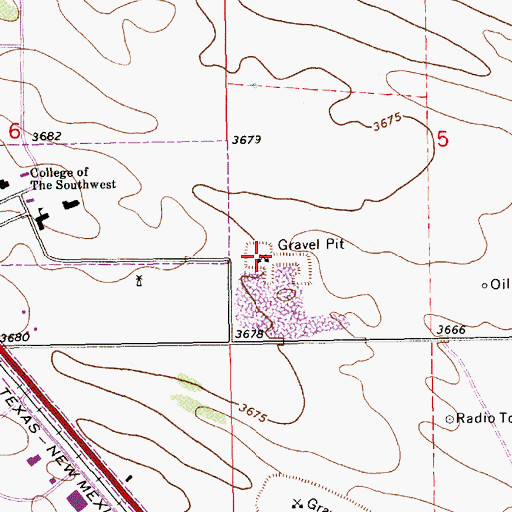 Topographic Map of Lea County Road Pit, NM