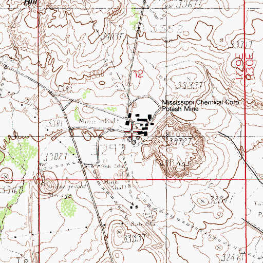 Topographic Map of Missisippi Chemical Mine, NM