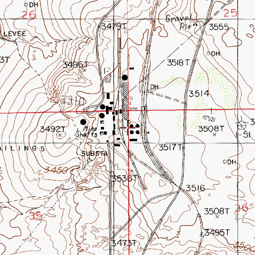 Topographic Map of Duval Corporation Saunders Mine, NM
