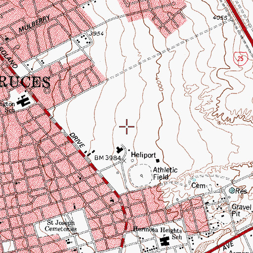 Topographic Map of Onate High School, NM