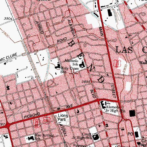Topographic Map of Dona Ana Elementary School, NM