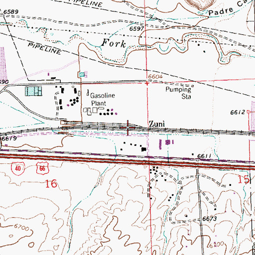 Topographic Map of Zuni High School, NM