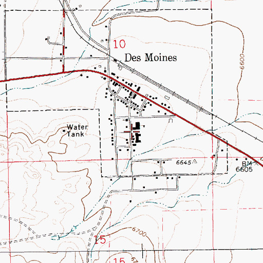 Topographic Map of Des Moines High School, NM
