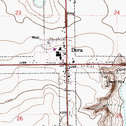Topographic Map of Dora High School, NM