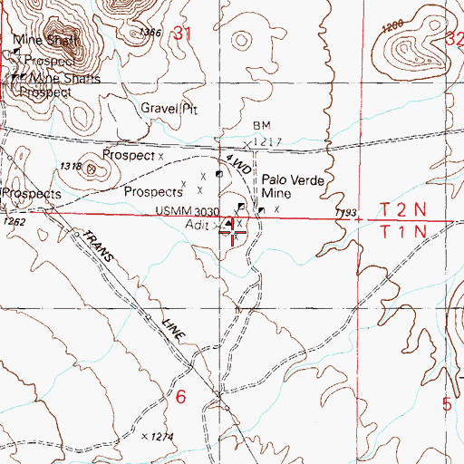 Topographic Map of Palo Verde Mine, AZ