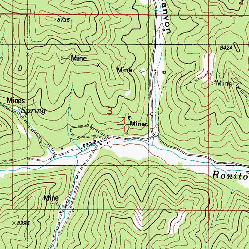 Topographic Map of Spur Mine, NM