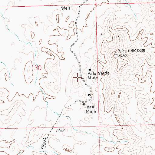 Topographic Map of Palo Verde Mine, AZ