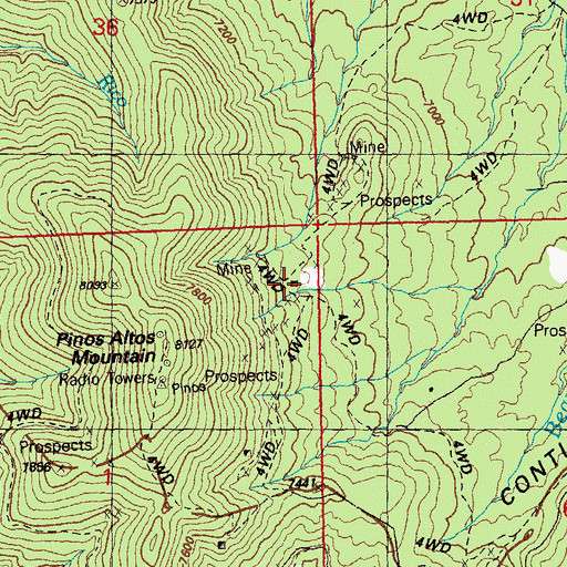 Topographic Map of Mountain Key Mine, NM