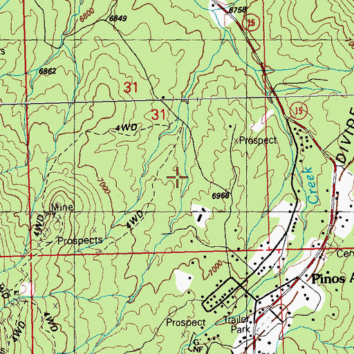 Topographic Map of Oro Grande, NM