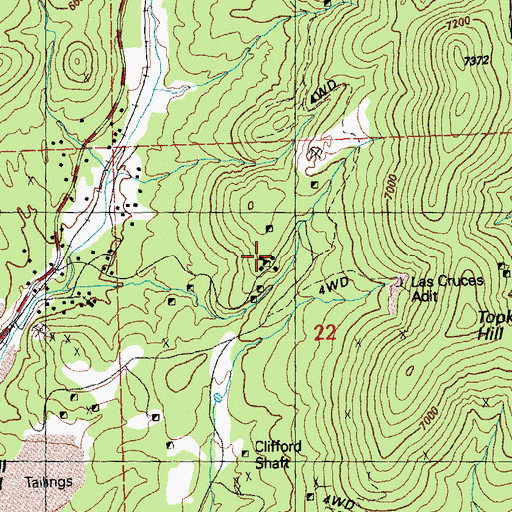 Topographic Map of Pewabic Mine, NM