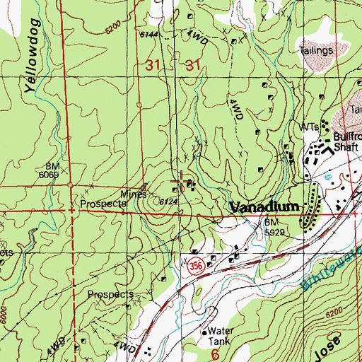 Topographic Map of Slate Mine, NM