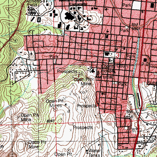 Topographic Map of Luck Manganese Mine, NM
