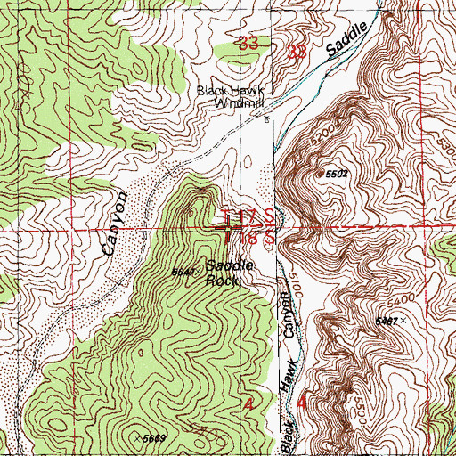 Topographic Map of Blackhawk, NM