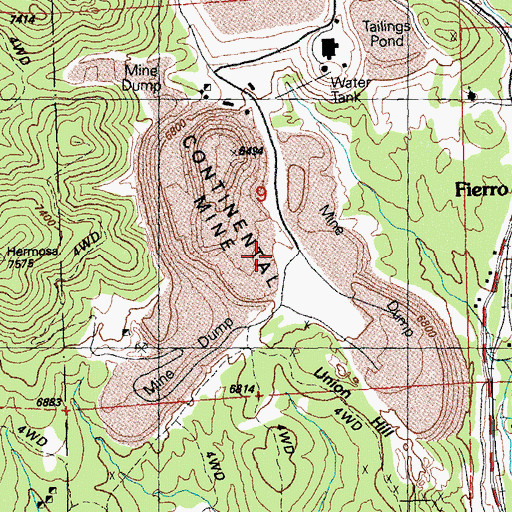 Topographic Map of Anson S Mine, NM