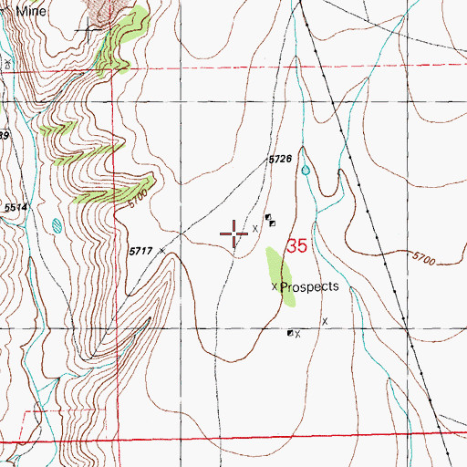 Topographic Map of Ben Hur Mine, NM