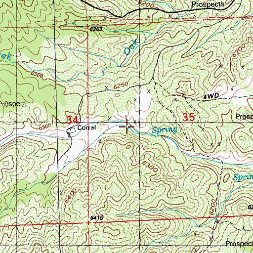 Topographic Map of Cherry Creek Prospects, NM
