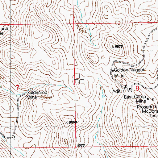 Topographic Map of Golden Nugget Mine, NM