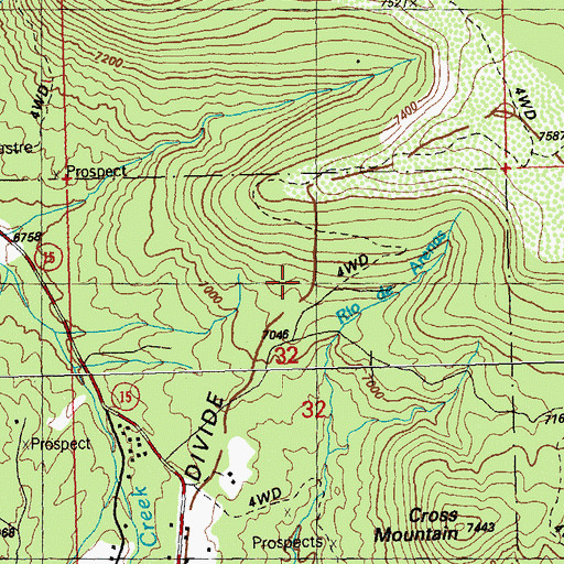 Topographic Map of Gloden Rule Mine, NM