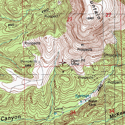 Topographic Map of Old Man Mine, NM