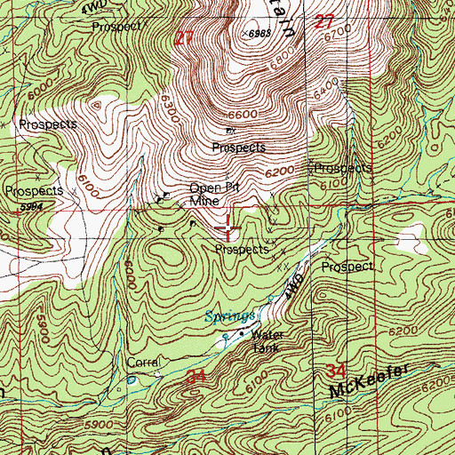 Topographic Map of Old Woman Mine, NM