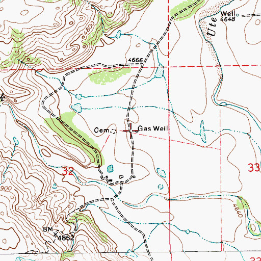 Topographic Map of Adams Number One Gonzales A, NM