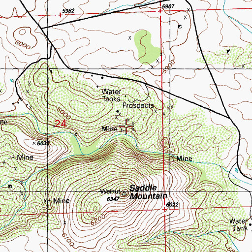 Topographic Map of Hummer Mine, NM